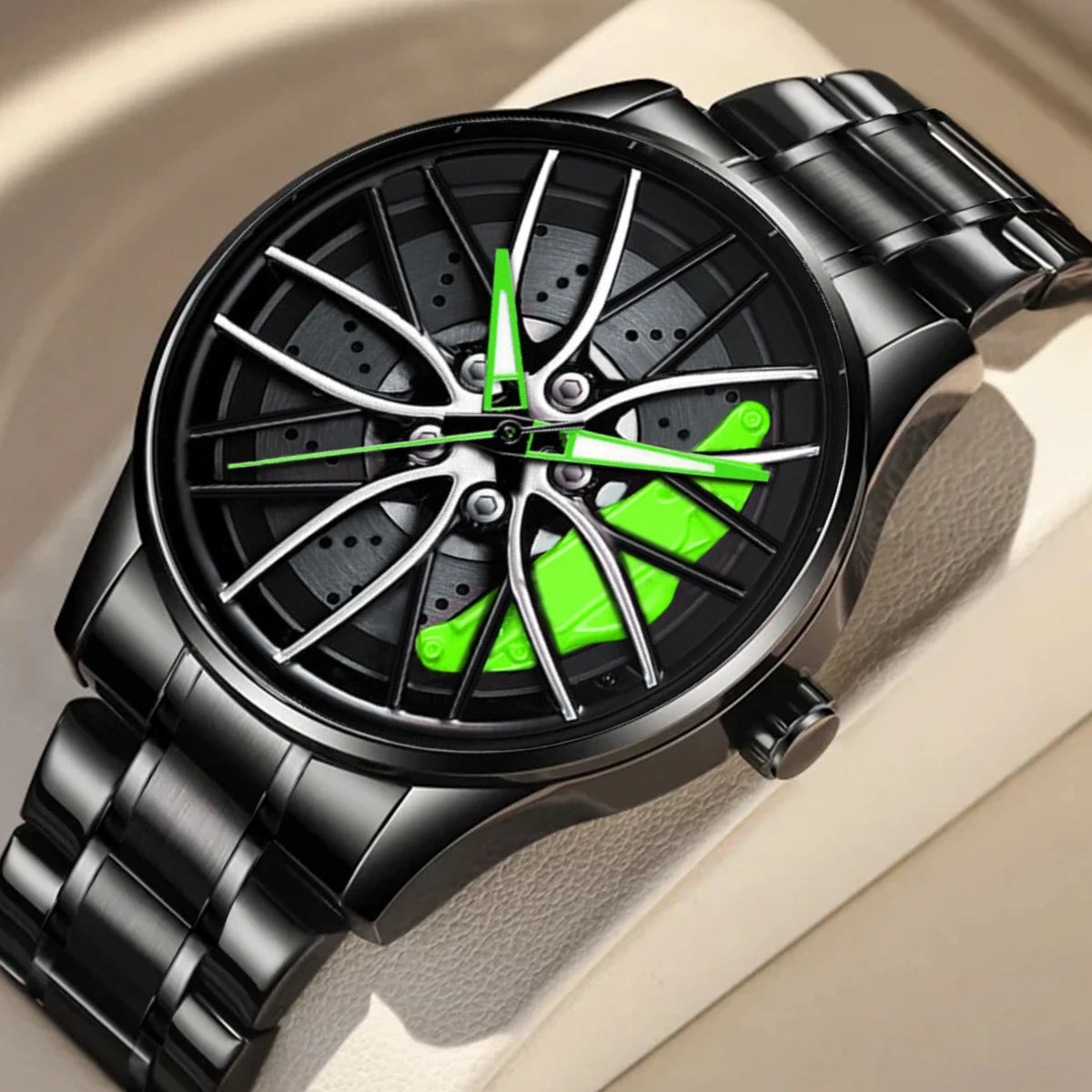 2024New Car Watch Rotating Dial Quartz Movement Stainless Steel VA AV VOOM Top Brand Sports Style Black Wrist Watch Reloj Hombre